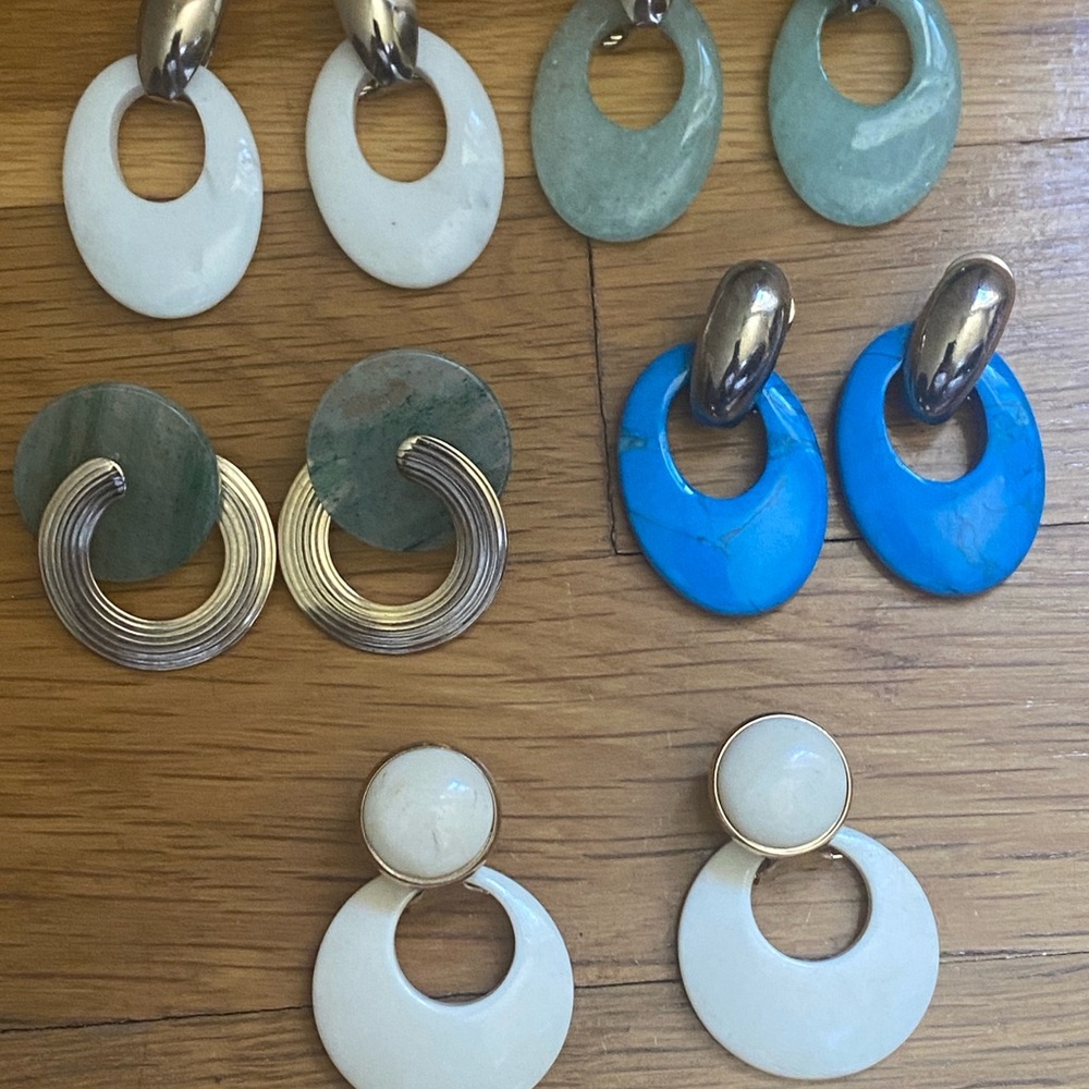 Lot of 5 Pairs of Earrings. Vintage 1970's.